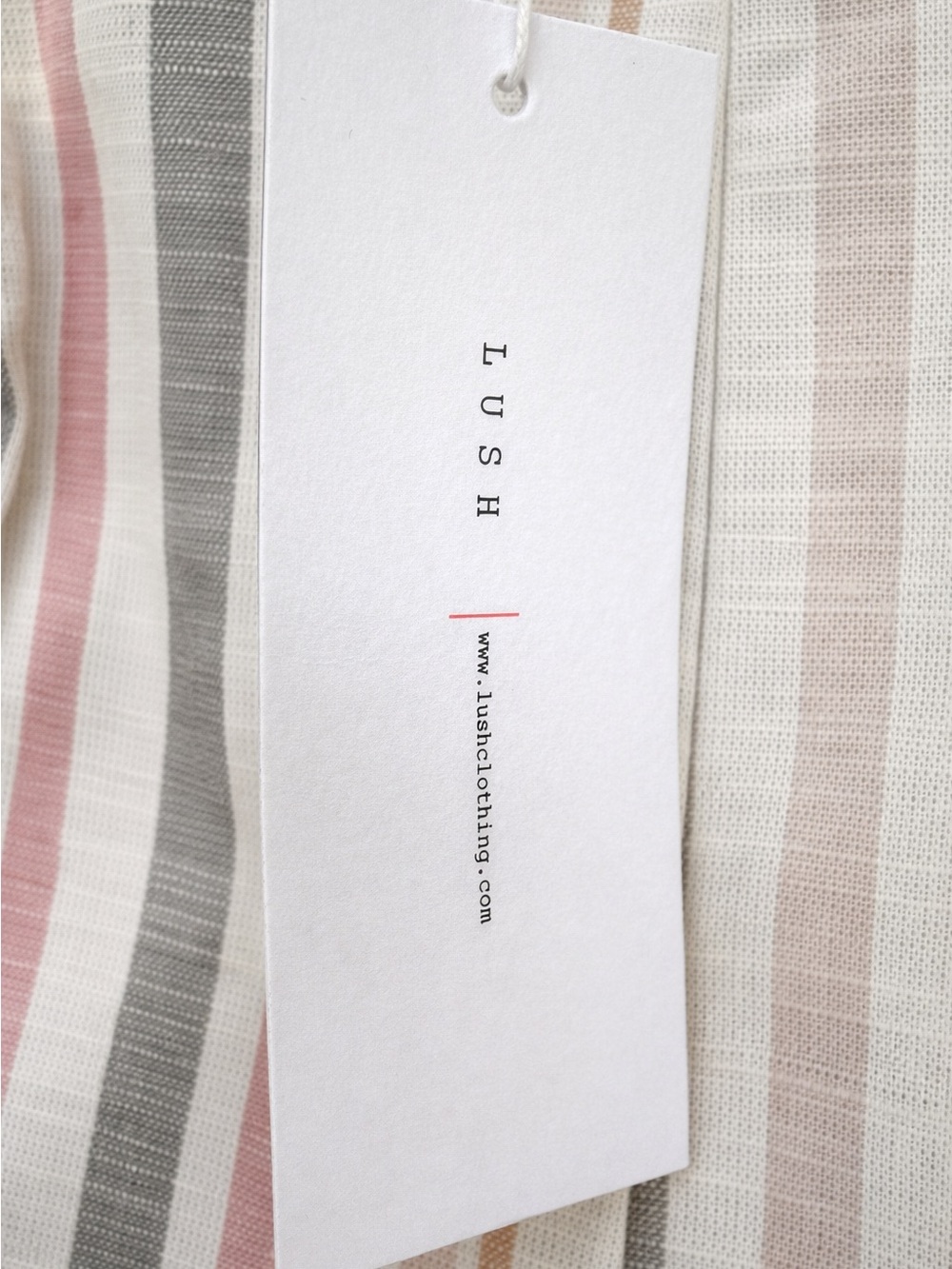 Lush Striped Pull-On Bermuda Shorts in Pink, Beige & Gray - Picture 5 of 5